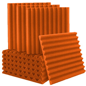 Акустические панели "Волна-Лайн 50" (16 штук по 500x500x50мм, 4м²), оранжевый