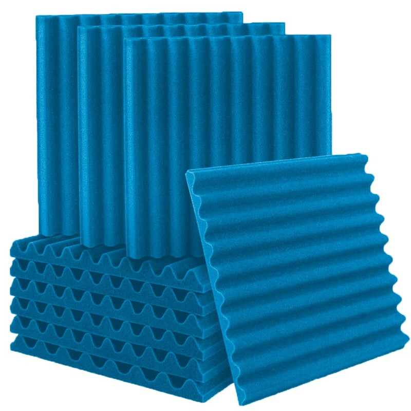 Акустические панели Волна-3D Лайн 50 (16 штук по 500x500x50мм, 4м²), светло-синий