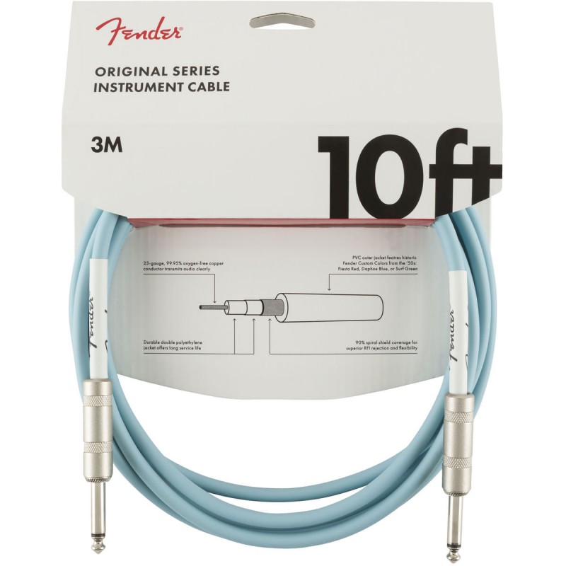 FENDER 10' OR INST CABLE DBL инструментальный кабель, синий, 10' (3,05 м)