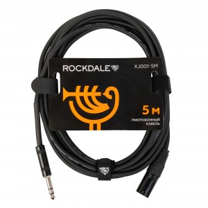 ROCKDALE XJ001-5M готовый микрофонный кабель, разъемы XLR male X stereo jack male, длина 5 м, черный