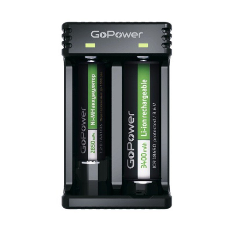 00-00015360 LiCharger 4 Зарядное устройство для аккумуляторов Ni-MH/Ni-Cd/Li-ion, 2 слота, GoPower