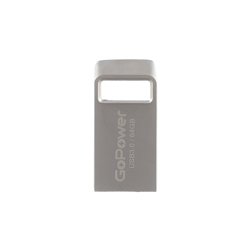 00-00027359 Mini Флеш-накопитель 64GB USB3.0, металл, серебряный, GoPower