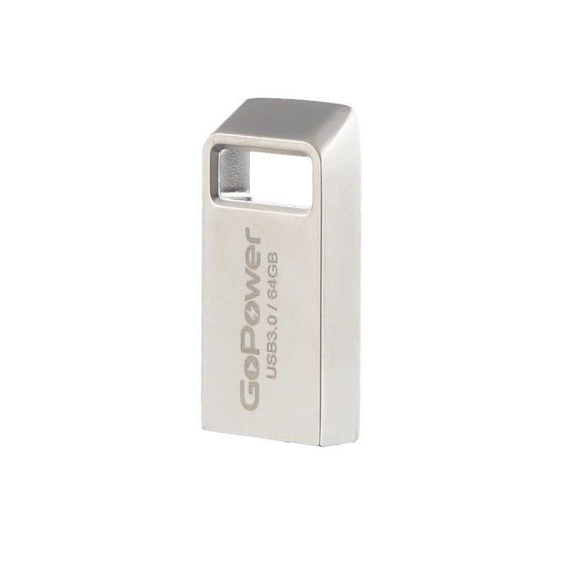 00-00027359 Mini Флеш-накопитель 64GB USB3.0, металл, серебряный, GoPower