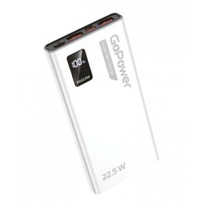 00-00029658 Внешний аккумулятор PB03-10 10000mAh 3.0A 22.5W 2USB/Type-C белый, GoPower