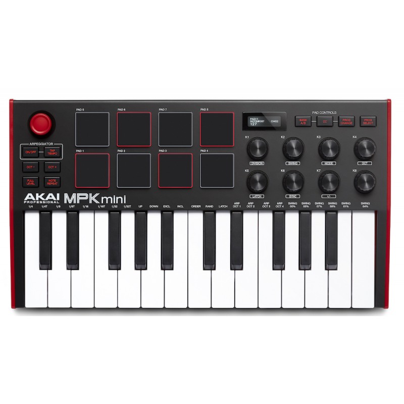 AKAI PRO MPK MINI MK3 USB миди клавиатура с уменьшенными клавишами, 25 клавиш,8 MPC пэдов, 8 ручек для микширования