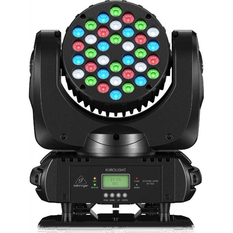 BEHRINGER Eurolight MOVING HEAD MH363 светодиодный прибор полного вращения 36х3 Вт RGBW, угол раскрытия луча 6 град, DMX