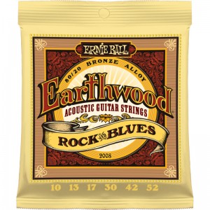 ERNIE BALL 2008 Earthwood Rock and Blues w/Plain G 80/20 Bronze Acoustic Guitar Strings - 10-52 Gauge