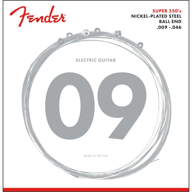 FENDER STRINGS NEW SUPER 250LR NPS BALL END 9-46, струны для электрогитары, стальные с никелевым покрытием