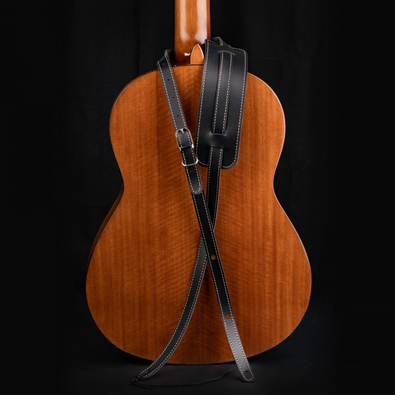 1221-20-1-BLK Ремень для гитары, кожаный, черный, 1221