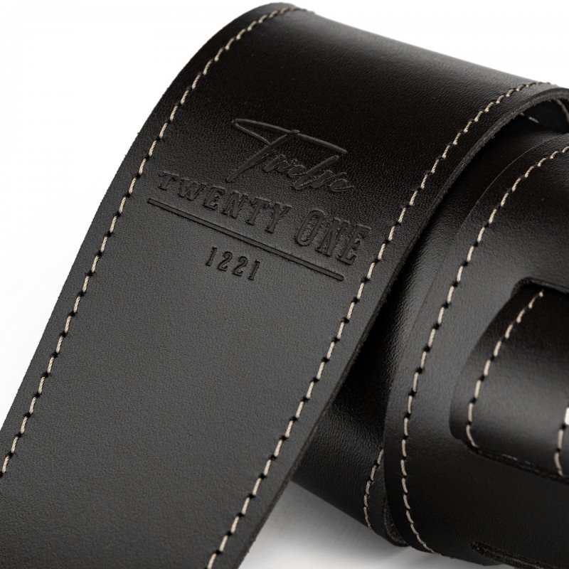 1221-70-1-BLK Ремень для гитары, кожаный, черный, 1221