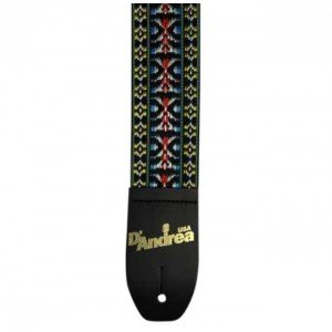 1313-3 Ремень для гитары, тканный, рисунок "гобелен", красный/желтый/синий, D'Andrea