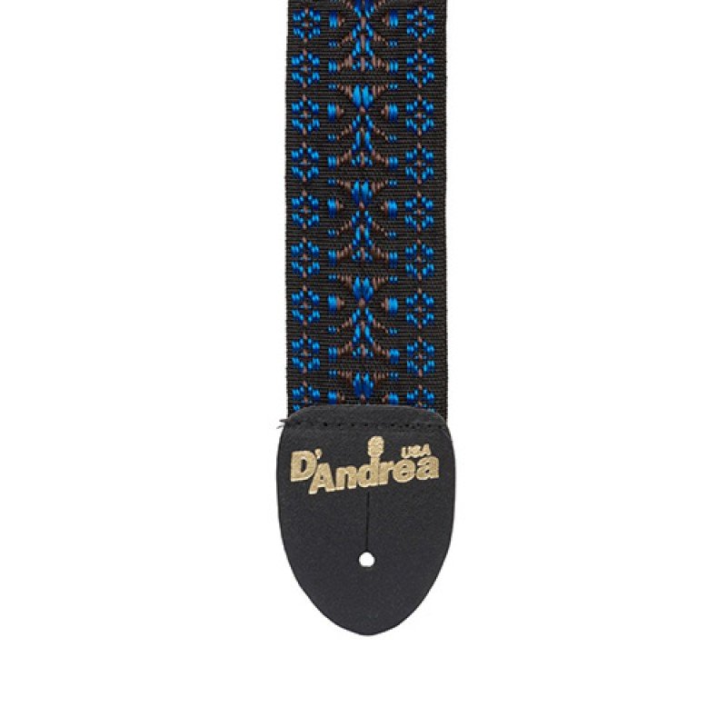 1313-4 Ремень для гитары, тканный, рисунок "гобелен", синий, D'Andrea