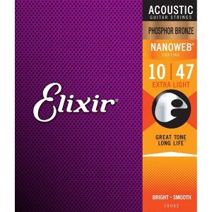 16002 NANOWEB Комплект струн для акустической гитары, Extra Light, фосфорная бронза, 10-47, Elixir 16002 NANOWEB Комплект струн для акустической гитары, Extra Light, фосфорная бронза, 10-47, Elixir