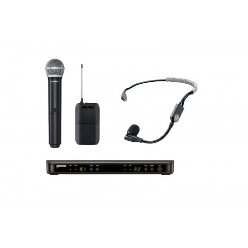 SHURE BLX1288E/SM35 M17 662-686 MHz двухканальная радиосистема с головным микрофоном SM35 и ручным передатчиком SM58