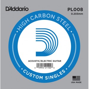 D"ADDARIO PL008 SINGLE PLAIN STEEL 008