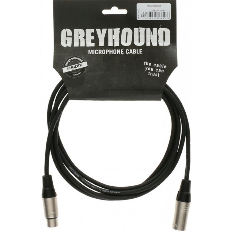 KLOTZ GRG1FM03.0 GREYHOUND готовый микрофонный кабель, никелированные разъемы Klotz XLR мама XLR папа, длина 3 м