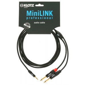 KLOTZ KY5-150 компонентный кабель серии MiniLink с позолоченными разъемами stereo mini jack - 2 mono jack, 1.5 метра, цвет черны