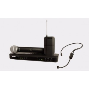 SHURE BLX1288E/P31-M17 двухканальная радиосистема с ручным и головным микрофонам: PG58 и PGA31, 662-686 МГц. Черный