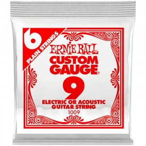 ERNIE BALL 1009 .009 Plain Steel Electric or Acoustic Guitar Strings Струна для электро и акустических гитар. Сталь, калибр .009