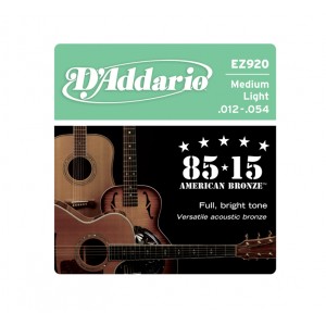 D'ADDARIO EZ920 SET ACOUS GTR 85/15 MED LITE струны для акустической гитары с бронзовой обмоткой, 12-54