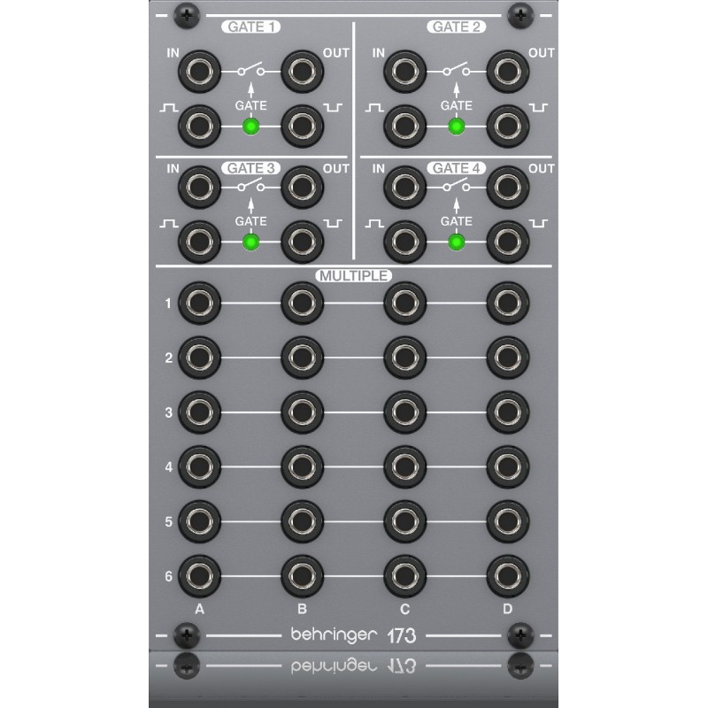 BEHRINGER 173 QUAD GATE/MULTIPLES модуль с 4мя гейтами и патч-матрицей 4х6, формат Eurorack