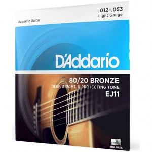 D"ADDARIO EJ11 80/20 Bronze Acoustic Guitar Strings, Light, 12-53