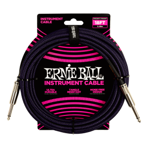 ERNIE BALL 6395 Ernie Ball 18ft Braided Straight Straight Inst Cable Purple Black