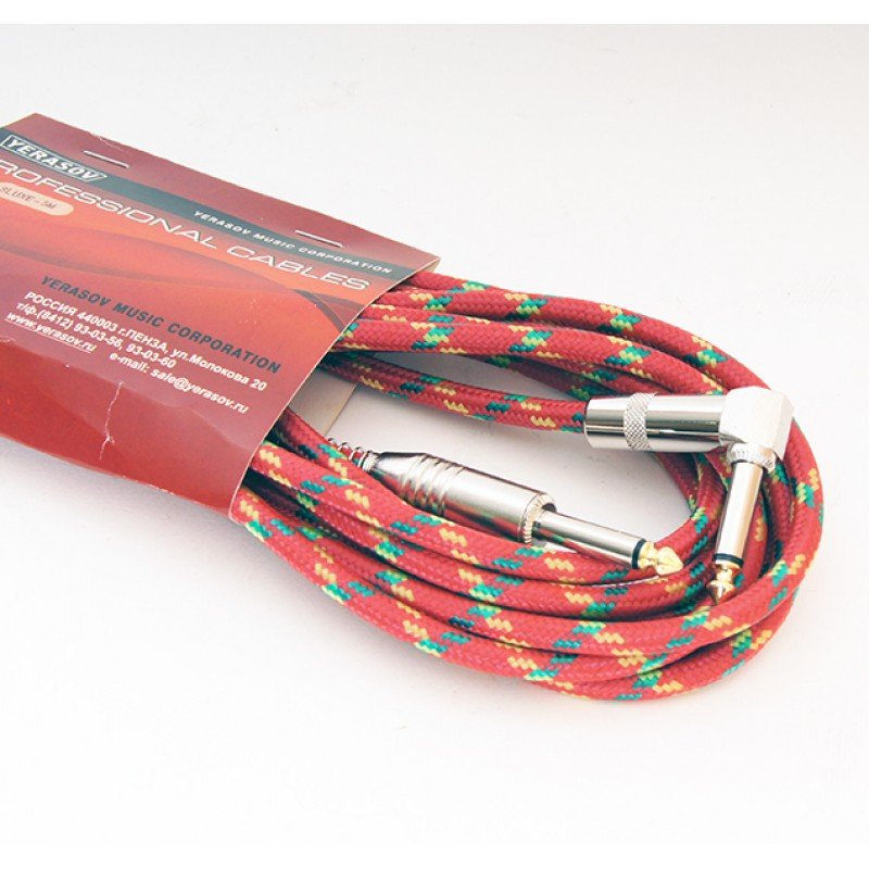 3LUXE-5m-RD Кабель инструментальный, 5м, прямой/угловой, красный, Yerasov