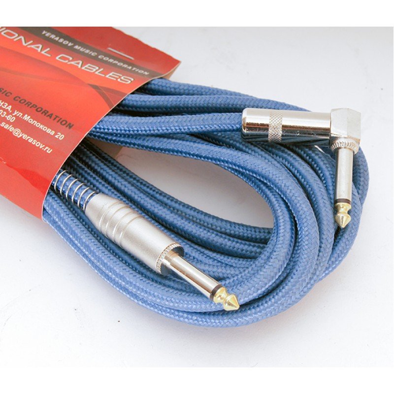 3LUXE-8m-BL Кабель инструментальный, 8м, прямой/угловой, синий, Yerasov