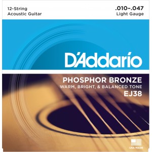 D"ADDARIO EJ38 12-String Phosphor Bronze, Light, 10-47