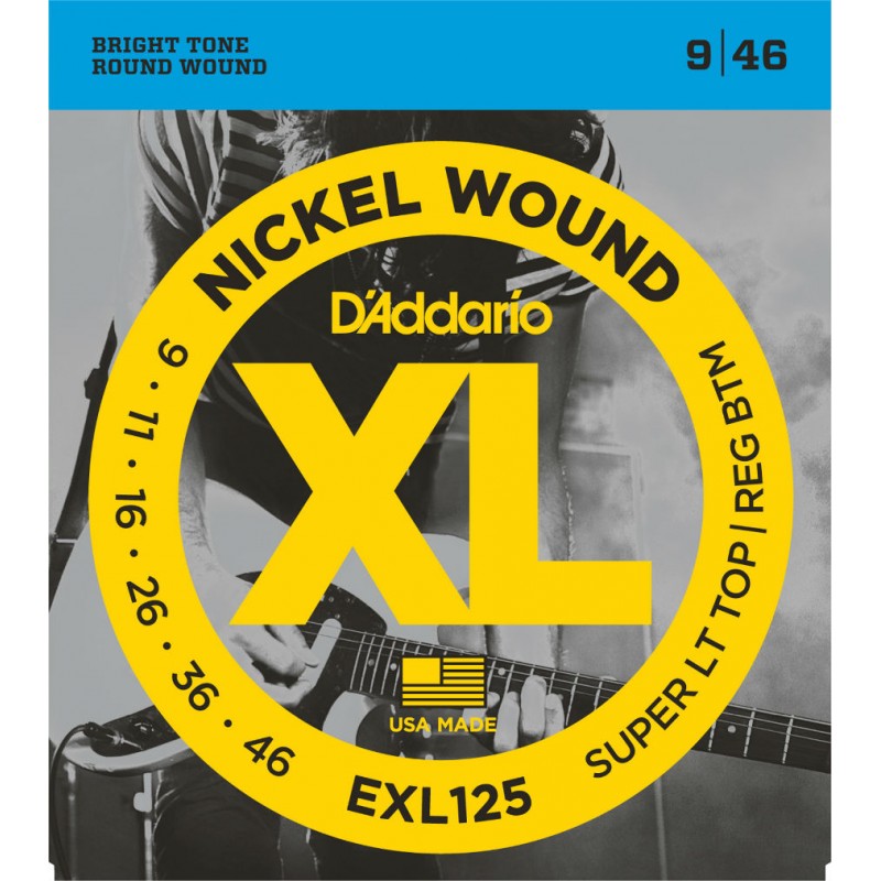 D"ADDARIO EXL125 Nickel Wound, Super Light Top/ Regular Bottom, 9-46
