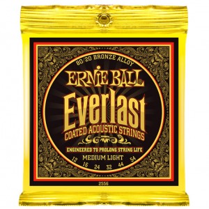 ERNIE BALL 2556 Everlast Medium Light Coated 80/20 Bronze Acoustic Guitar Strings - 12-54 Gauge