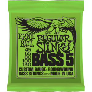 ERNIE BALL 2836 Regular Slinky 5-String Nickel Wound Electric Bass Strings - 45-130 Gauge