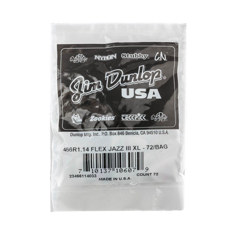 466R1.14 Tortex Flex Jazz III XL Медиаторы, 72шт, толщина 1.14мм, Dunlop 466R1.14 Tortex Flex Jazz III XL Медиаторы, 72шт, толщина 1.14мм, Dunlop
