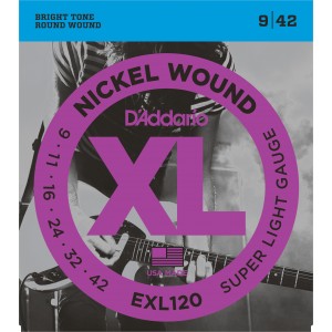 D"ADDARIO EXL120 NICKEL WOUND SUPER LIGHT 9-42