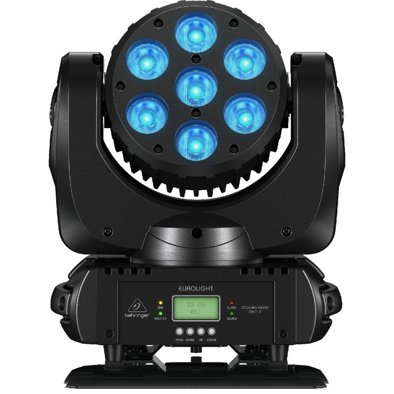 BEHRINGER Eurolight MOVING HEAD MH710 световой прибор полного вращения, 7х10Вт RGBW, угол раскрытия луча 15 град, DMX