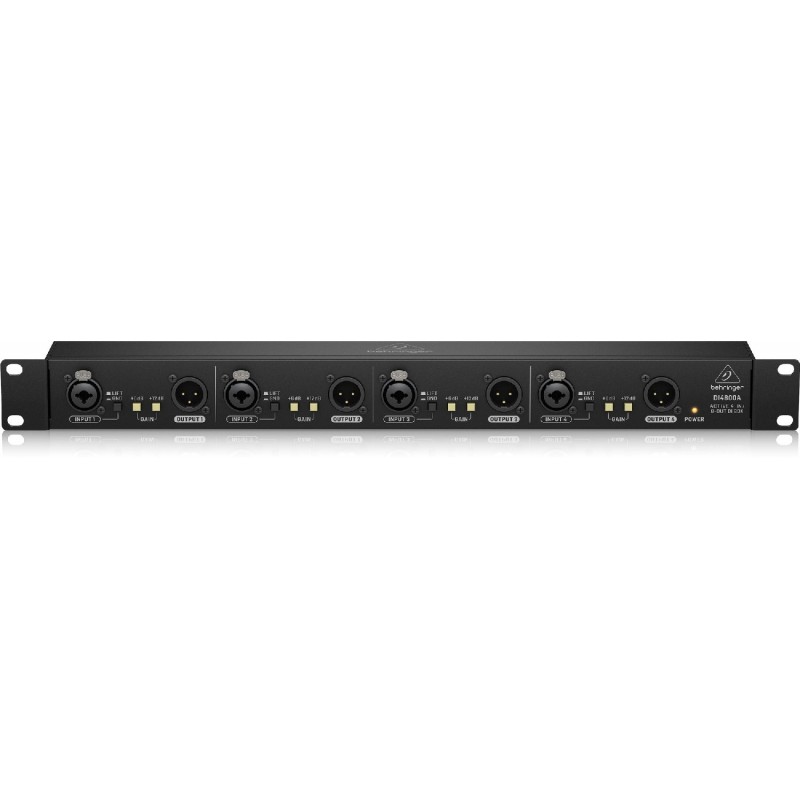 BEHRINGER DI4800A профессиональный 4-канальный активный ди-бокс с функцией буста и линейным изолятором, рэковое исполнение, высо