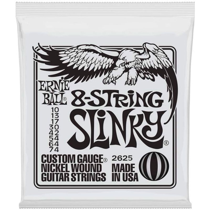 ERNIE BALL 2625 Slinky 8-String Nickel Wound Electric Guitar Strings - 10-74 Gauge