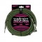 ERNIE BALL 6077 10" Braided Straight / Angle Instrument Cable - Black / Green
