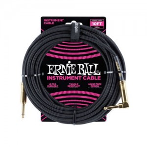 ERNIE BALL 6081 10" Braided Straight / Angle Instrument Cable - Black