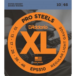 D'ADDARIO EPS510 PROSTEELS REGULAR LIGHT 10-46 струны для электрогитары, сталь, 10-46