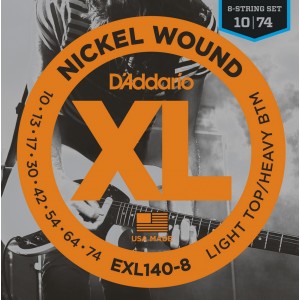 D"ADDARIO EXL140-8 NICKEL WOUND 8-STRING LIGHT TOP/HEAVY BOTTOM 10-74