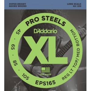 D'ADDARIO EPS165 PROSTEELS BASS CUSTOM LIGHT 45-105 струны для бас-гитары, мензура 34-36,25', сталь, 45-105