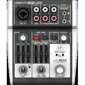 BEHRINGER 302USB микшер, 1 микрофонный моновход, 2 стерео входа, USB интерфейс