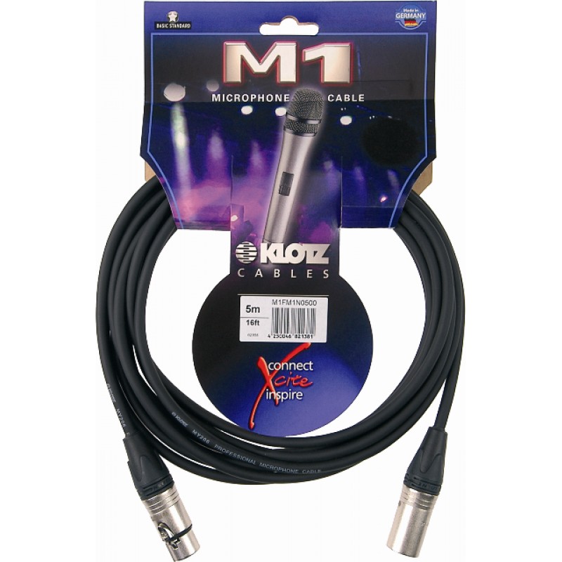 KLOTZ M1FM1N0500 готовый микрофонный кабель MY206, длина 5м, XLR/F Neutrik, металл - XLR/M Neutrik, металл