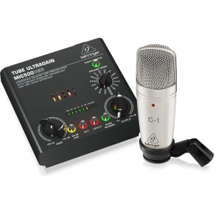 BEHRINGER VOICE STUDIO студийный комплект, состоящий из лампового микрофонного предусилителя/аудиоинтерфейса MIC500USB и конденс