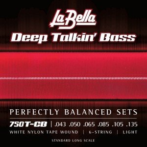 750T-CB Deep Talkin' Bass Комплект струн для 6-струнной бас-гитары, белый нейлон, 43-135, La Bella