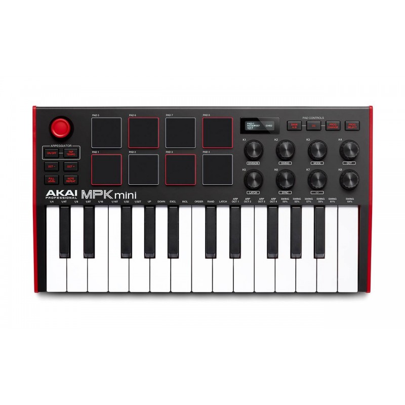 AKAI PRO MPK MINI MK3 USB миди клавиатура с уменьшенными клавишами, 25 клавиш,8 MPC пэдов, 8 ручек для микширования