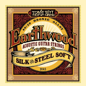 ERNIE BALL 2045 Earthwood Silk & Steel Soft 80/20 Bronze Acoustic Guitar Strings - 11-52 Gauge