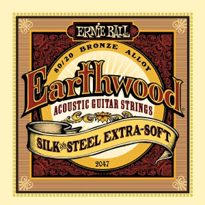 ERNIE BALL 2047 Earthwood Silk & Steel Extra Soft 80/20 Bronze Acoustic Guitar Strings - 10-50 Gauge
